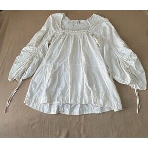 FREE PEOPLE Brynn Long Sleeve, Square-Neck Tunic Top, Ivory, Medium, $108
